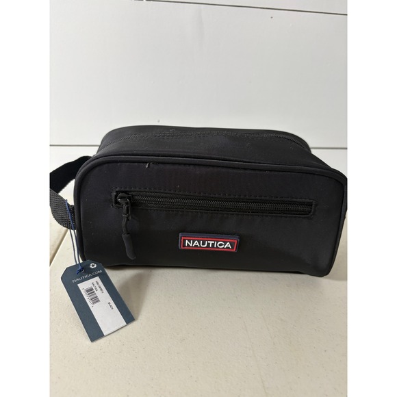 Nautica Black Travel Toiletry Bag Zip Up  Kit Case Organizer New with Tags - Picture 1 of 7
